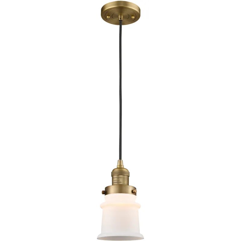Franklin Restoration Canton LED 6 inch Brushed Brass Mini Pendant Ceiling Light in Matte White, Franklin Restoration
