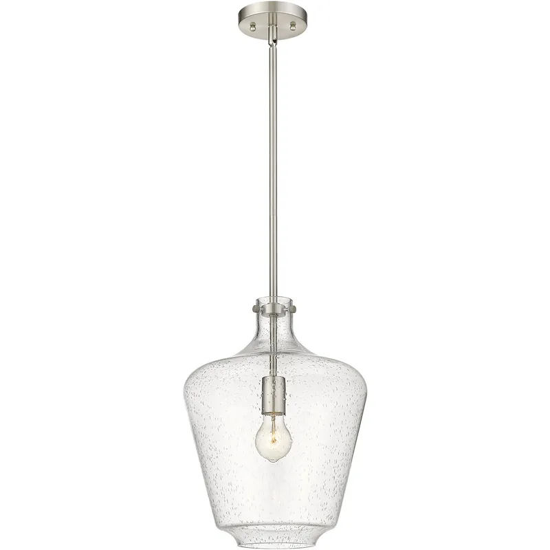 Lowell 1 Light 12 inch Brushed Satin Nickel Mini Pendant Ceiling Light in Seedy Glass
