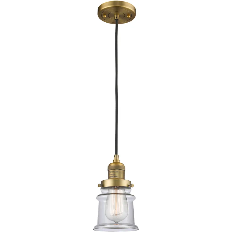Franklin Restoration Canton 1 Light 6 inch Brushed Brass Mini Pendant Ceiling Light in Incandescent, Clear, Franklin Restoration