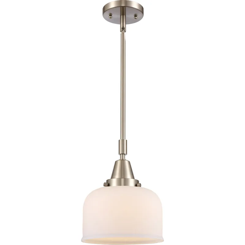 Franklin Restoration X-Large Bell LED 12 inch Brushed Satin Nickel Mini Pendant Ceiling Light in Matte White Glass