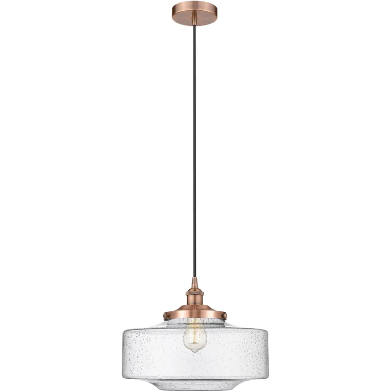 Bridgeton 1 Light 16 inch Antique Copper Mini Pendant Ceiling Light in Seedy Glass