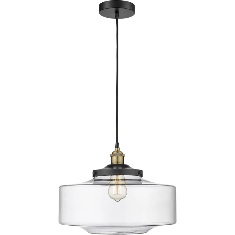 Bridgeton 1 Light 16 inch Black Antique Brass Mini Pendant Ceiling Light in Clear Glass