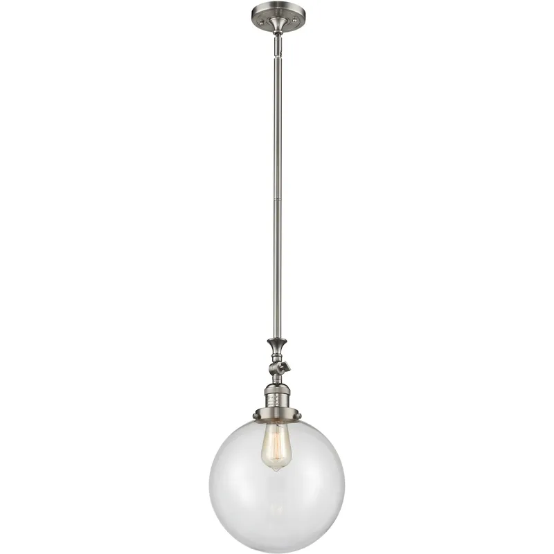 Franklin Restoration Beacon LED 10 inch Brushed Satin Nickel Mini Pendant Ceiling Light in Clear, Franklin Restoration
