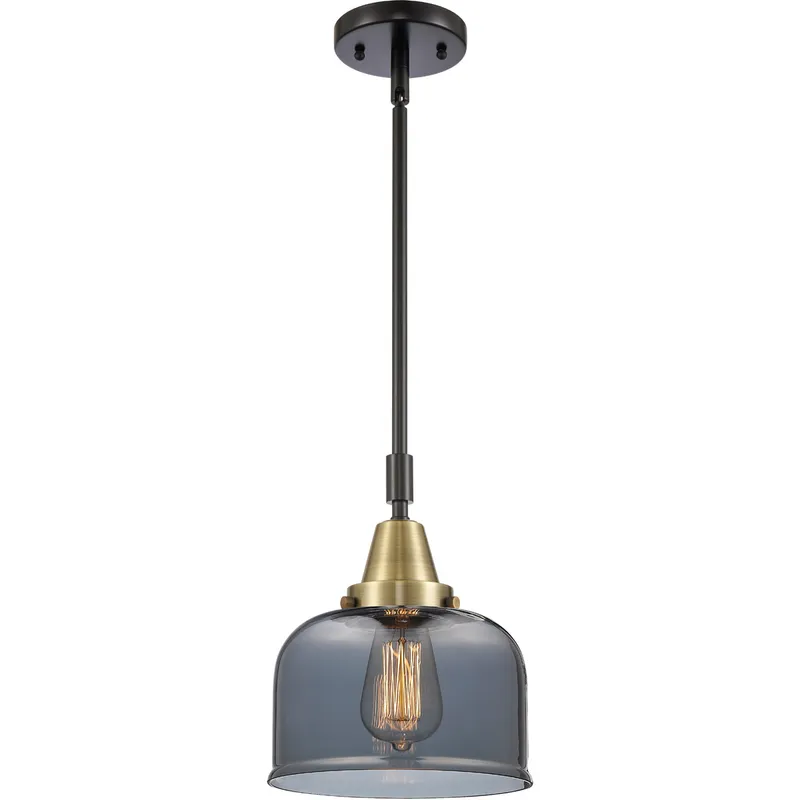 Franklin Restoration X-Large Bell LED 12 inch Black Antique Brass Mini Pendant Ceiling Light in Plated Smoke Glass