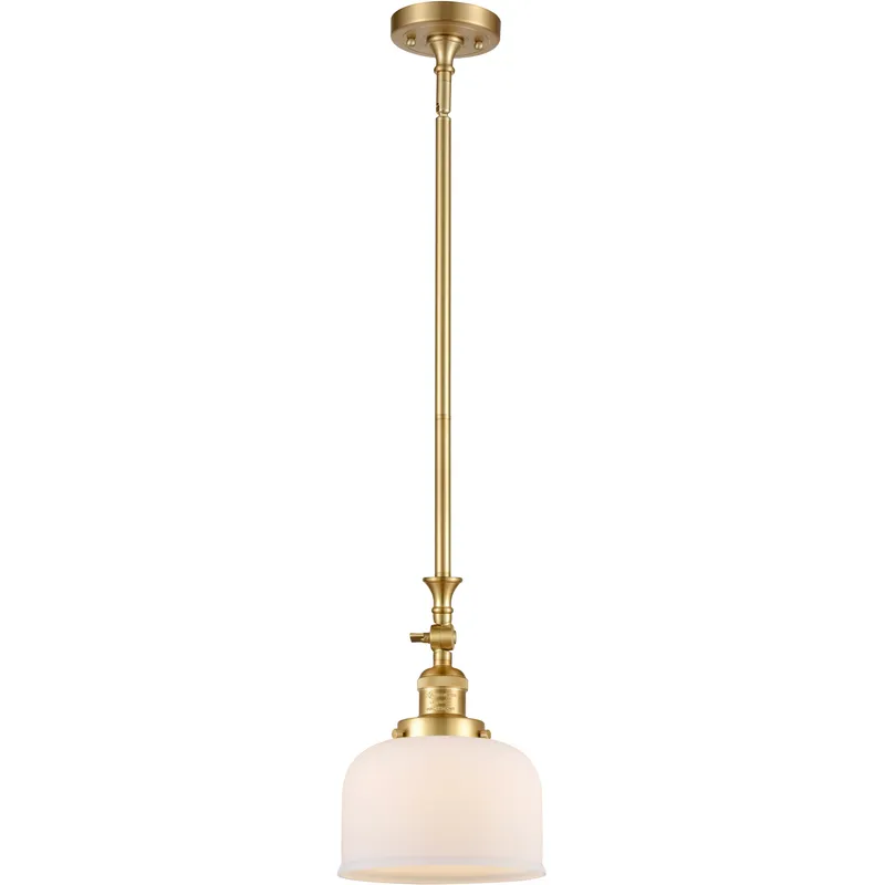 Franklin Restoration Bell 1 Light 8 inch Satin Gold Mini Pendant Ceiling Light in Incandescent, Matte White, Franklin Restoration