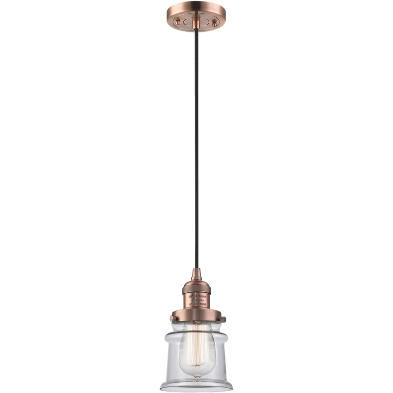 Franklin Restoration Canton LED 6 inch Antique Copper Mini Pendant Ceiling Light in Clear, Franklin Restoration