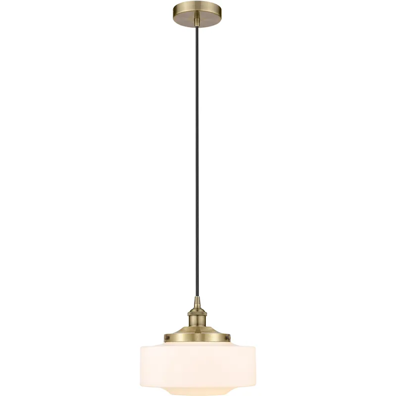 Bridgeton 1 Light 12 inch Antique Brass Mini Pendant Ceiling Light in Matte White Glass
