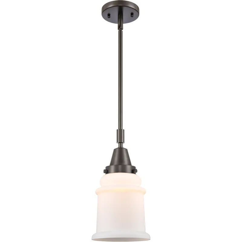 Franklin Restoration Canton LED 6.5 inch Oil Rubbed Bronze Mini Pendant Ceiling Light in Matte White Glass