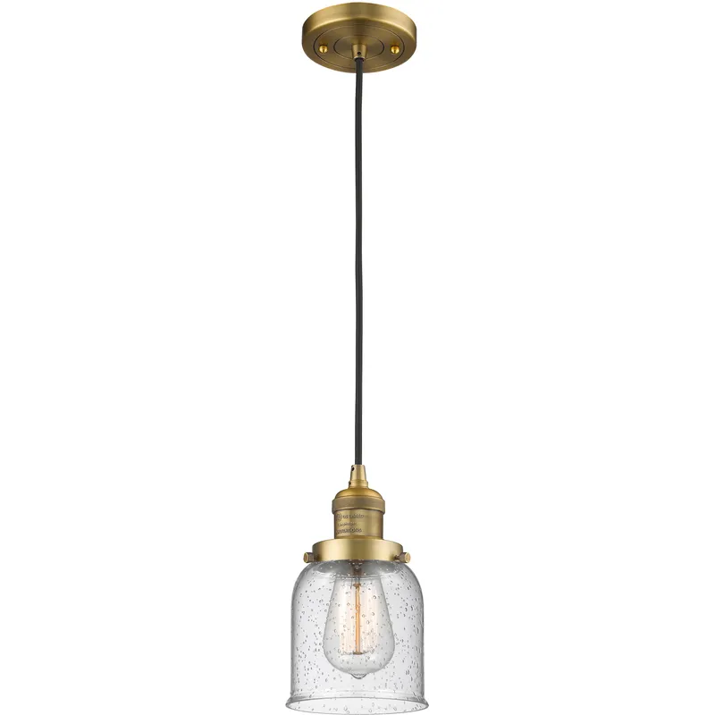 Franklin Restoration Bell LED 5 inch Brushed Brass Mini Pendant Ceiling Light in Seedy, Franklin Restoration