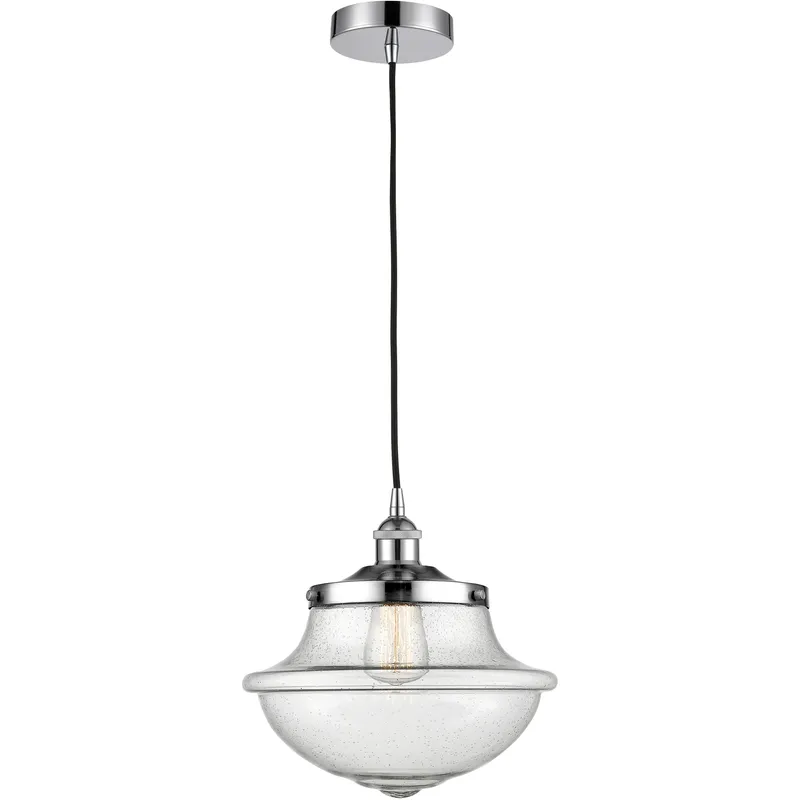 Oxford 1 Light 11.75 inch Polished Chrome Mini Pendant Ceiling Light in Seedy Glass