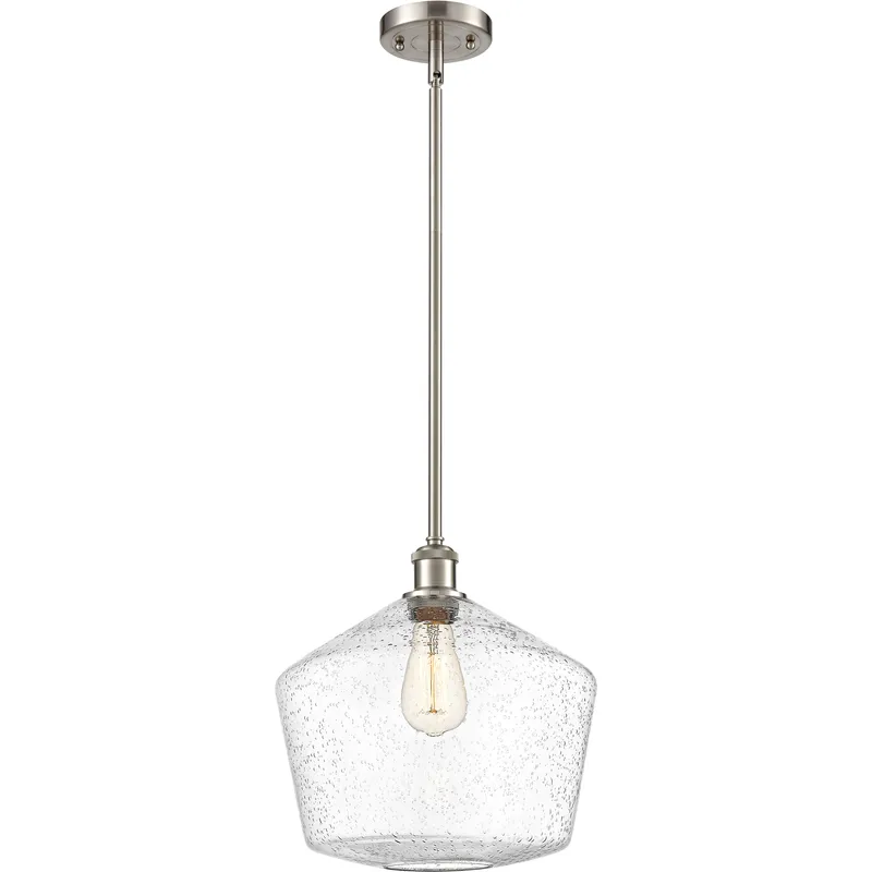 Ballston Cindyrella LED 12 inch Brushed Satin Nickel Mini Pendant Ceiling Light in Seedy Glass