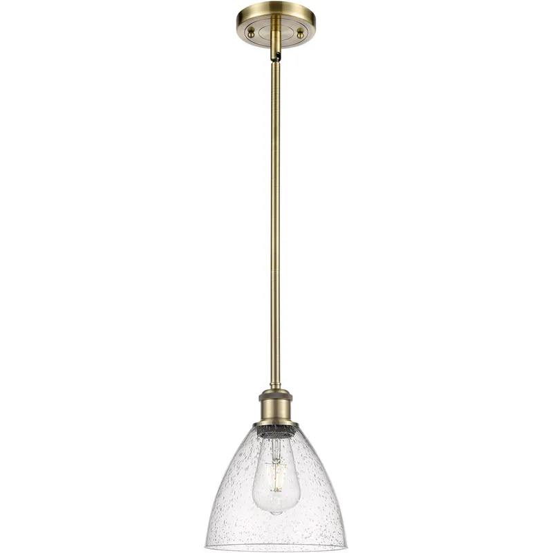Ballston Dome LED 7.5 inch Antique Brass Mini Pendant Ceiling Light in Seedy Glass