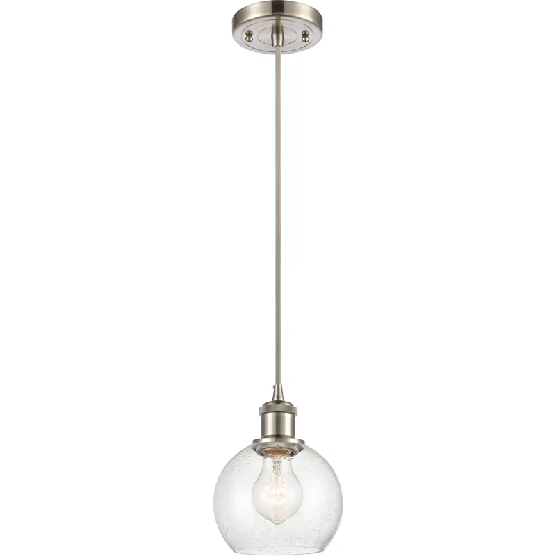 Ballston Athens 1 Light 6 inch Brushed Satin Nickel Mini Pendant Ceiling Light in Seedy Glass