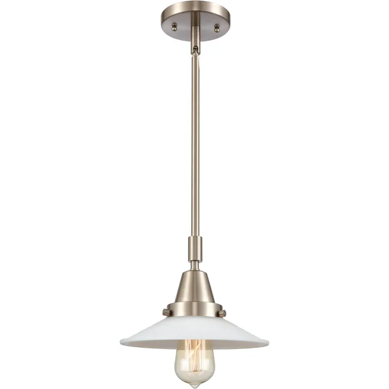 Franklin Restoration Halophane LED 8.5 inch Brushed Satin Nickel Mini Pendant Ceiling Light in Matte White Halophane Glass