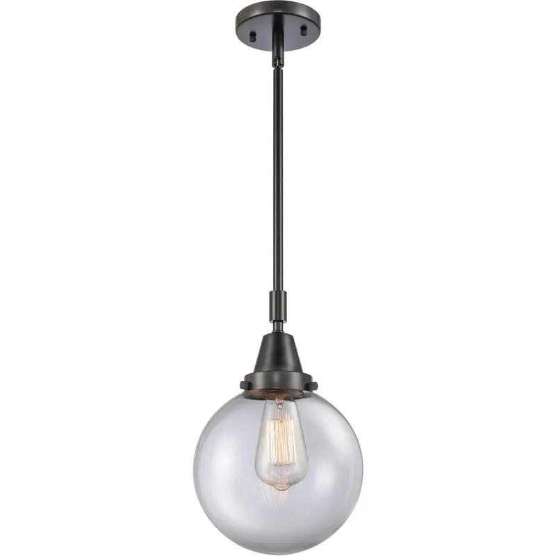 Beacon 1 Light 8 inch Matte Black Mini Pendant Ceiling Light in Clear Glass