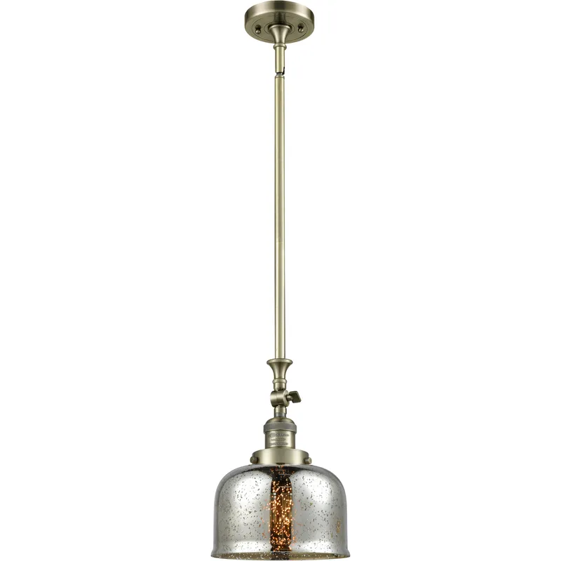 Franklin Restoration Bell 1 Light 8 inch Antique Brass Mini Pendant Ceiling Light in Incandescent, Silver Plated Mercury, Franklin Restoration
