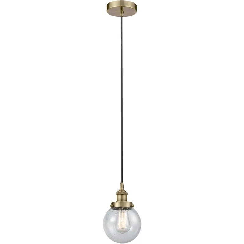 Edison Beacon LED 6 inch Antique Brass Mini Pendant Ceiling Light