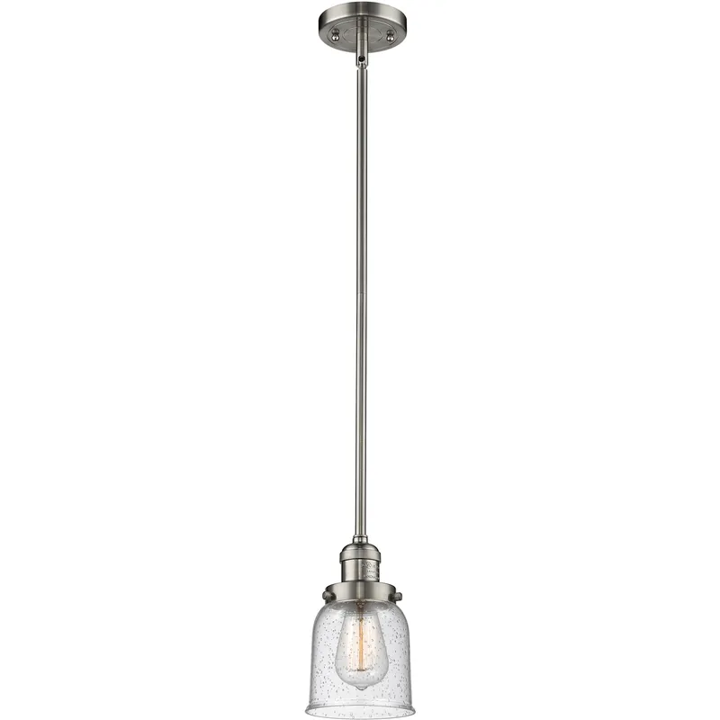 Franklin Restoration Bell LED 5 inch Brushed Satin Nickel Mini Pendant Ceiling Light in Seedy, Franklin Restoration