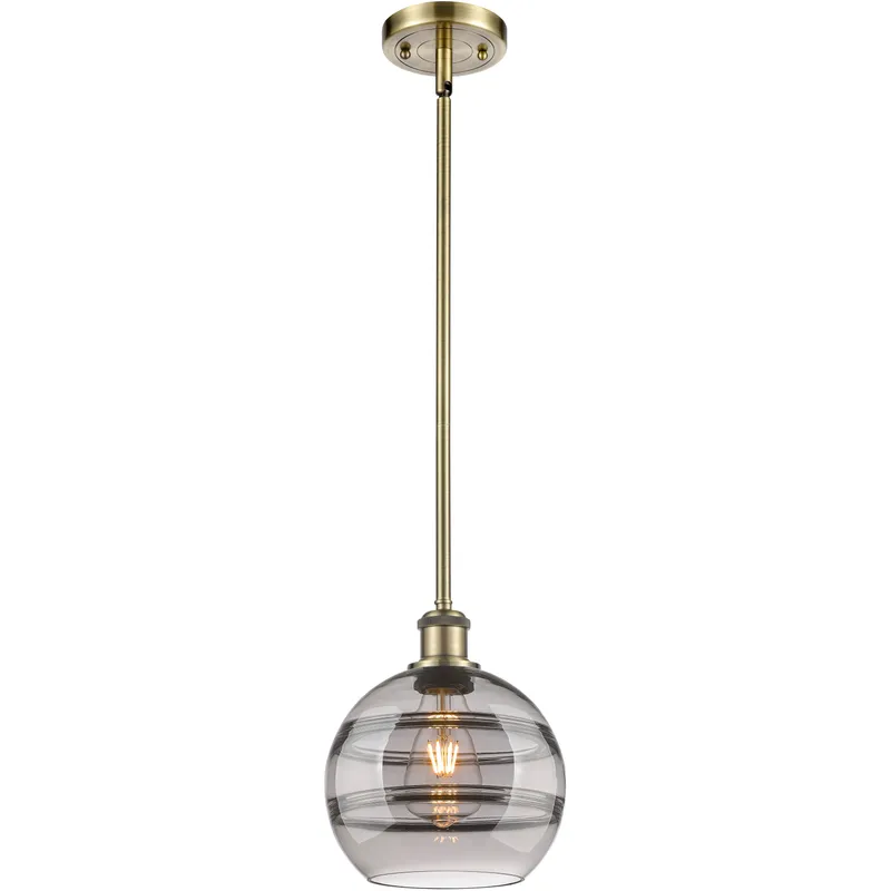 Ballston Rochester 1 Light 8 inch Antique Brass Stem Hung Mini Pendant Ceiling Light