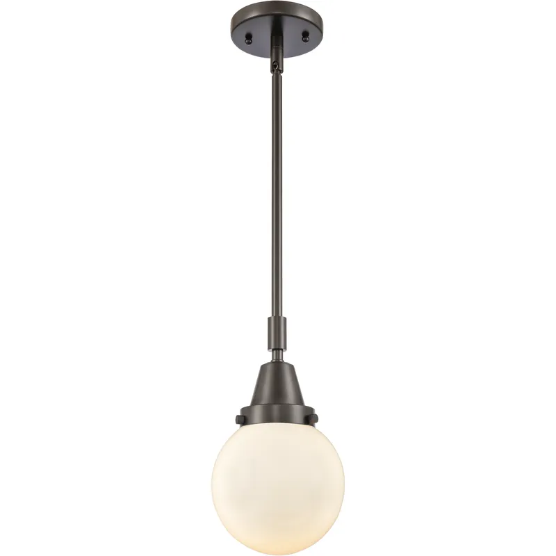 Beacon 1 Light 6 inch Oil Rubbed Bronze Mini Pendant Ceiling Light in Matte White Glass