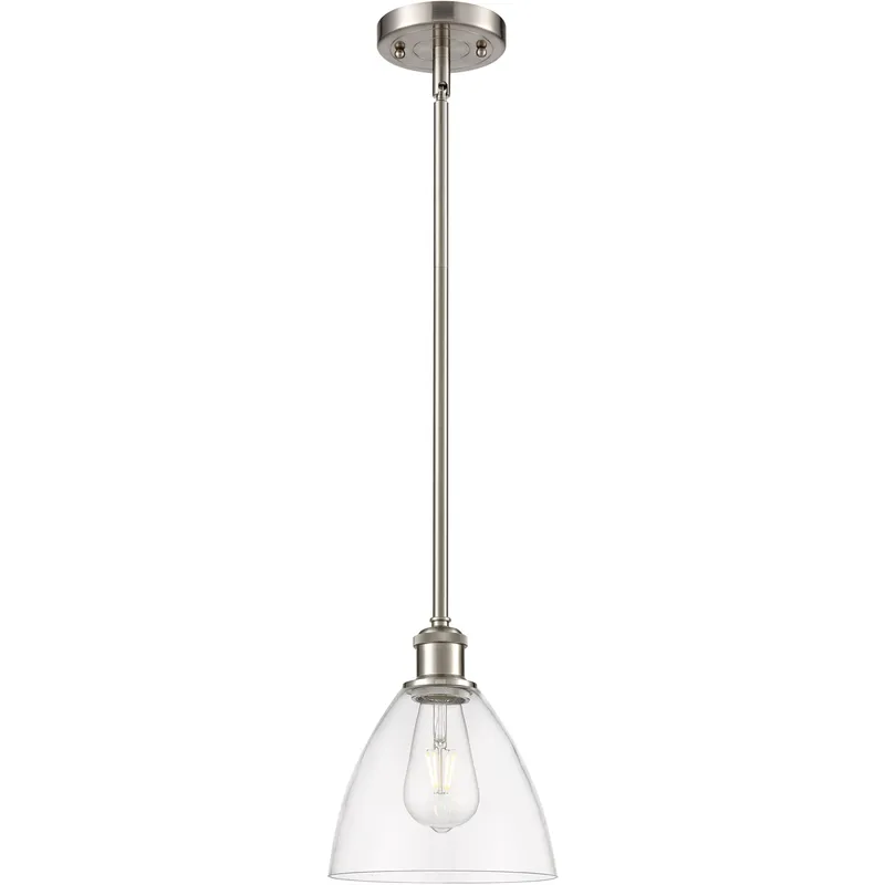 Ballston Dome LED 7.5 inch Brushed Satin Nickel Mini Pendant Ceiling Light in Clear Glass