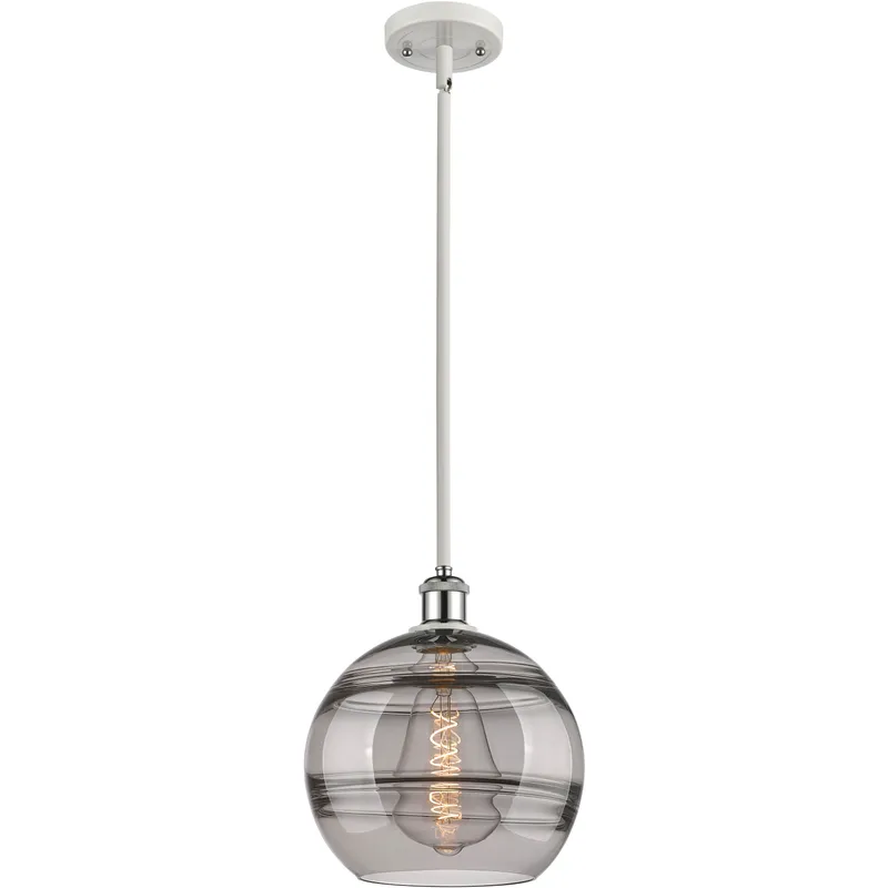 Ballston Rochester 1 Light 10 inch White Polished Chrome Stem Hung Mini Pendant Ceiling Light