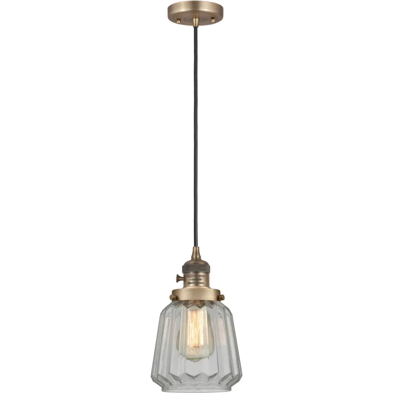 Franklin Restoration Chatham LED 6 inch Brushed Brass Mini Pendant Ceiling Light in Clear