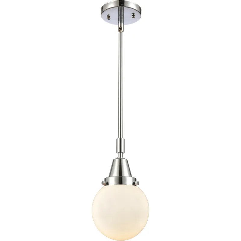 Beacon 1 Light 6 inch Polished Chrome Mini Pendant Ceiling Light in Matte White Glass