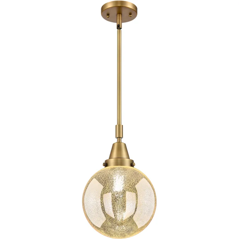 Beacon 1 Light 8 inch Brushed Brass Mini Pendant Ceiling Light in Mercury Glass