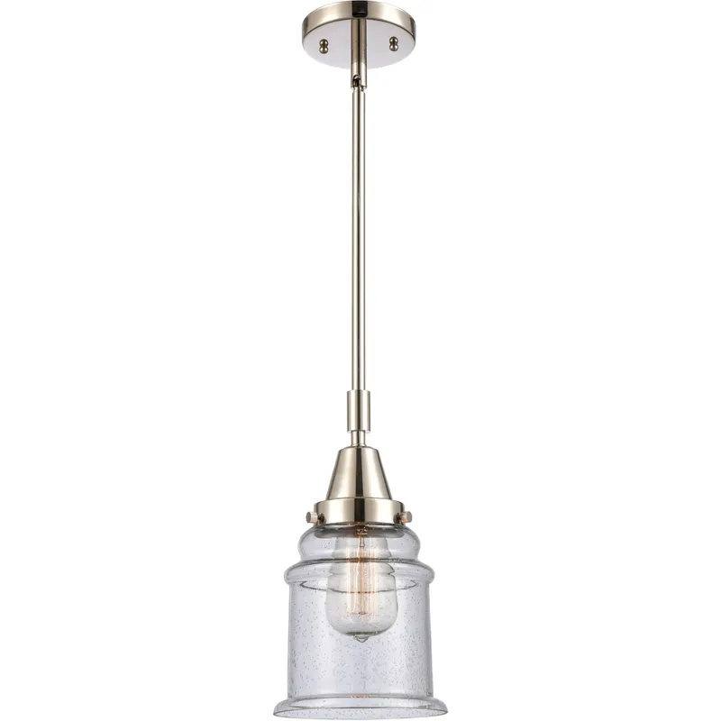 Franklin Restoration Canton LED 6.5 inch Polished Nickel Mini Pendant Ceiling Light in Seedy Glass