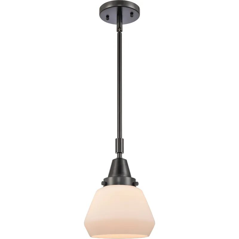 Franklin Restoration Fulton LED 7 inch Matte Black Mini Pendant Ceiling Light in Matte White Glass