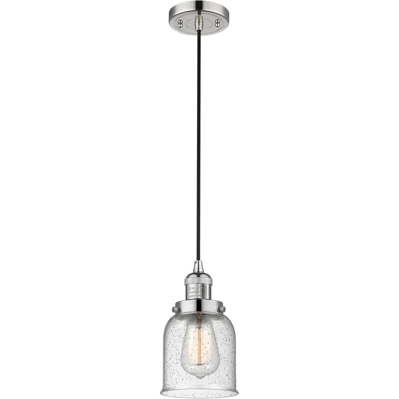 Franklin Restoration Bell 1 Light 5 inch Polished Nickel Mini Pendant Ceiling Light in Incandescent, Seedy, Franklin Restoration
