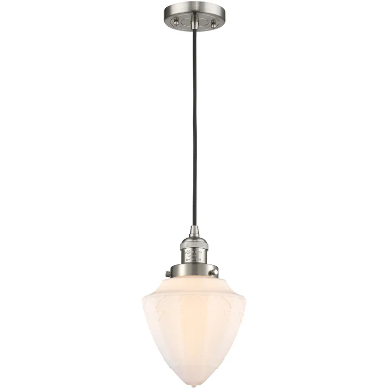 Franklin Restoration Bullet LED 7 inch Brushed Satin Nickel Mini Pendant Ceiling Light in Matte White