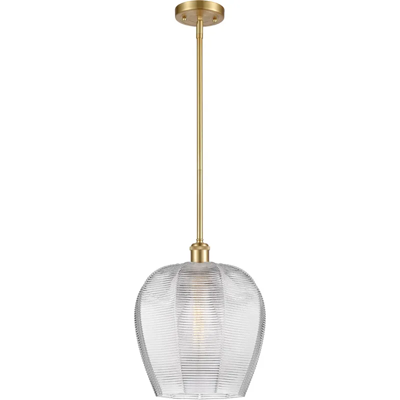 Ballston Norfolk 1 Light 12 inch Satin Gold Mini Pendant Ceiling Light in Clear Glass