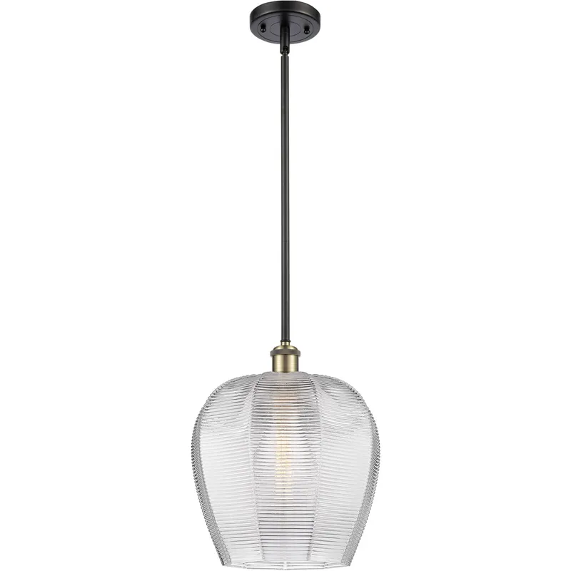 Ballston Norfolk 1 Light 11.75 inch Black Antique Brass Mini Pendant Ceiling Light in Clear Glass