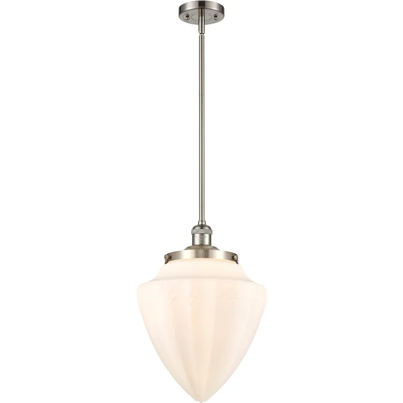 Franklin Restoration Bullet LED 12 inch Brushed Satin Nickel Mini Pendant Ceiling Light in Matte White