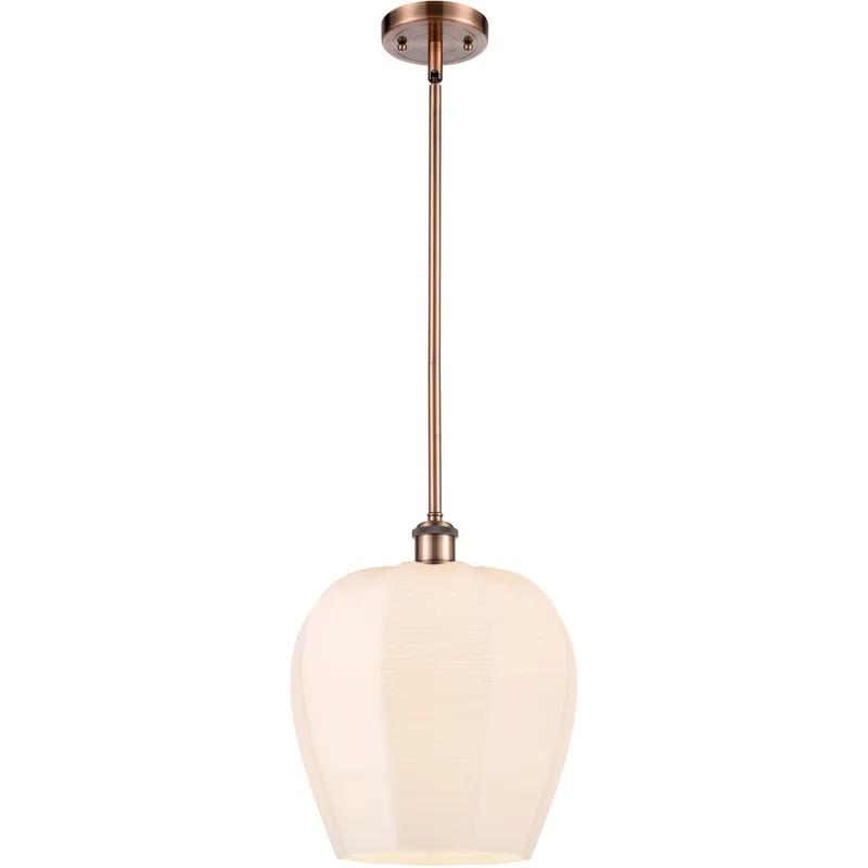 Ballston Norfolk 1 Light 12 inch Antique Copper Mini Pendant Ceiling Light in Matte White Glass