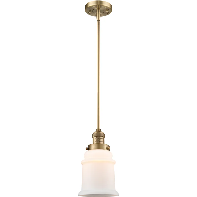 Franklin Restoration Canton LED 6.5 inch Brushed Brass Mini Pendant Ceiling Light in Matte White, Franklin Restoration