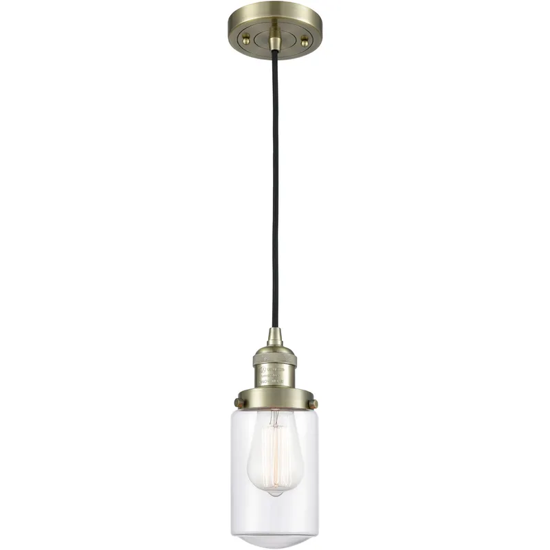 Franklin Restoration Dover LED 5 inch Antique Brass Mini Pendant Ceiling Light in Clear Glass, Franklin Restoration