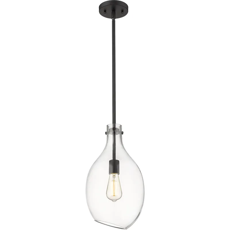 Salem 1 Light 9 inch Matte Black Mini Pendant Ceiling Light in Clear Glass