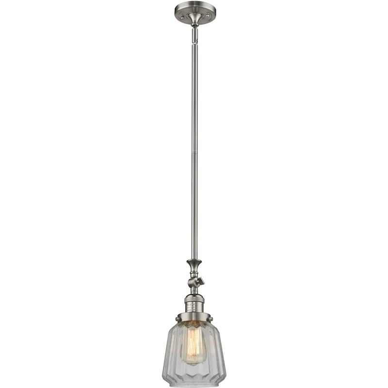 Franklin Restoration Chatham LED 6 inch Brushed Satin Nickel Mini Pendant Ceiling Light in Clear, Franklin Restoration