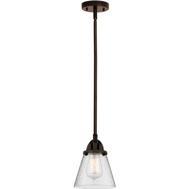 Nouveau 2 Cone 1 Light 6.25 inch Oil Rubbed Bronze Mini Pendant Ceiling Light in Incandescent, Seedy