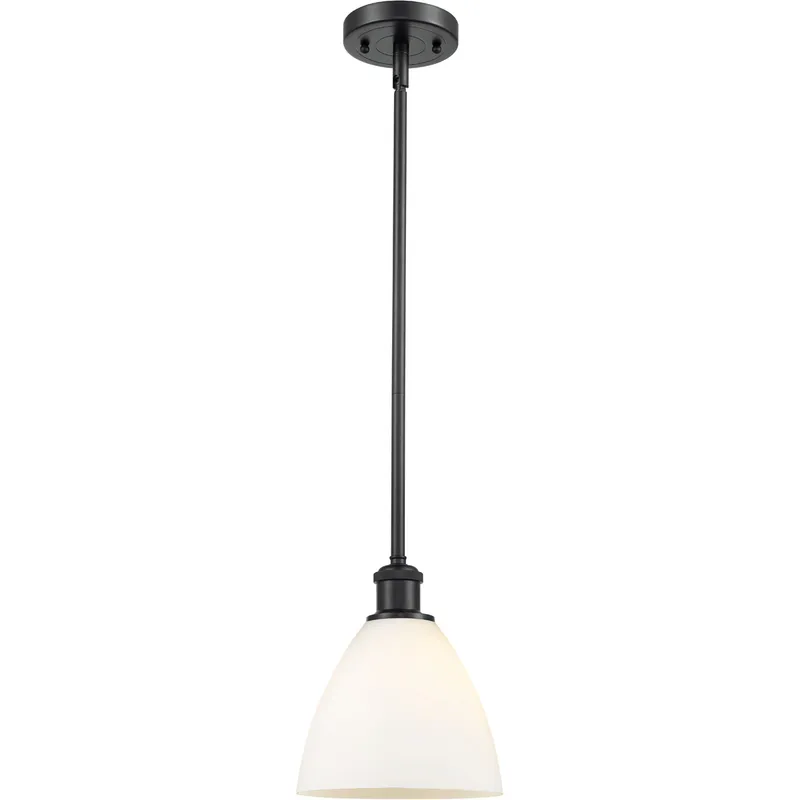 Ballston Dome LED 7.5 inch Matte Black Mini Pendant Ceiling Light in Matte White Glass