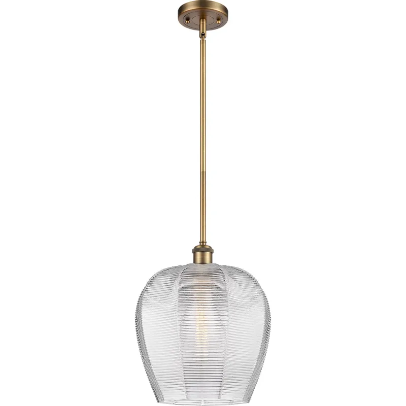 Ballston Norfolk 1 Light 12 inch Brushed Brass Mini Pendant Ceiling Light in Clear Glass