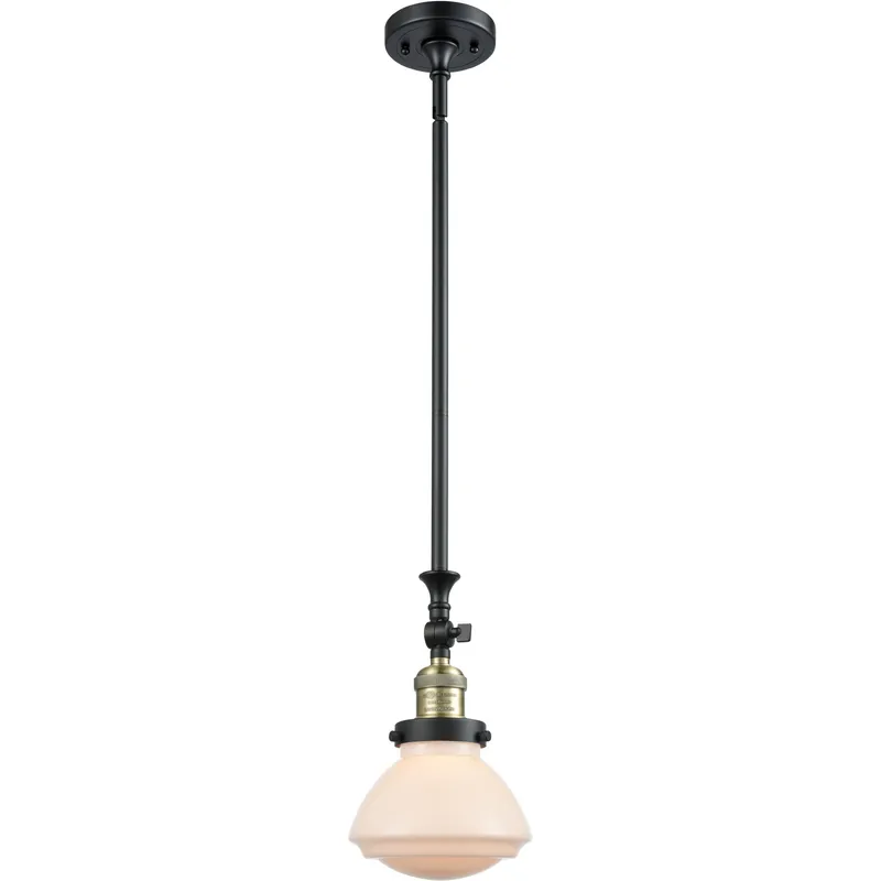 Franklin Restoration Olean LED 6.75 inch Black Antique Brass Mini Pendant Ceiling Light in Matte White, Franklin Restoration