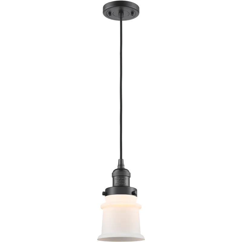 Franklin Restoration Canton LED 6 inch Oil Rubbed Bronze Mini Pendant Ceiling Light in Matte White, Franklin Restoration