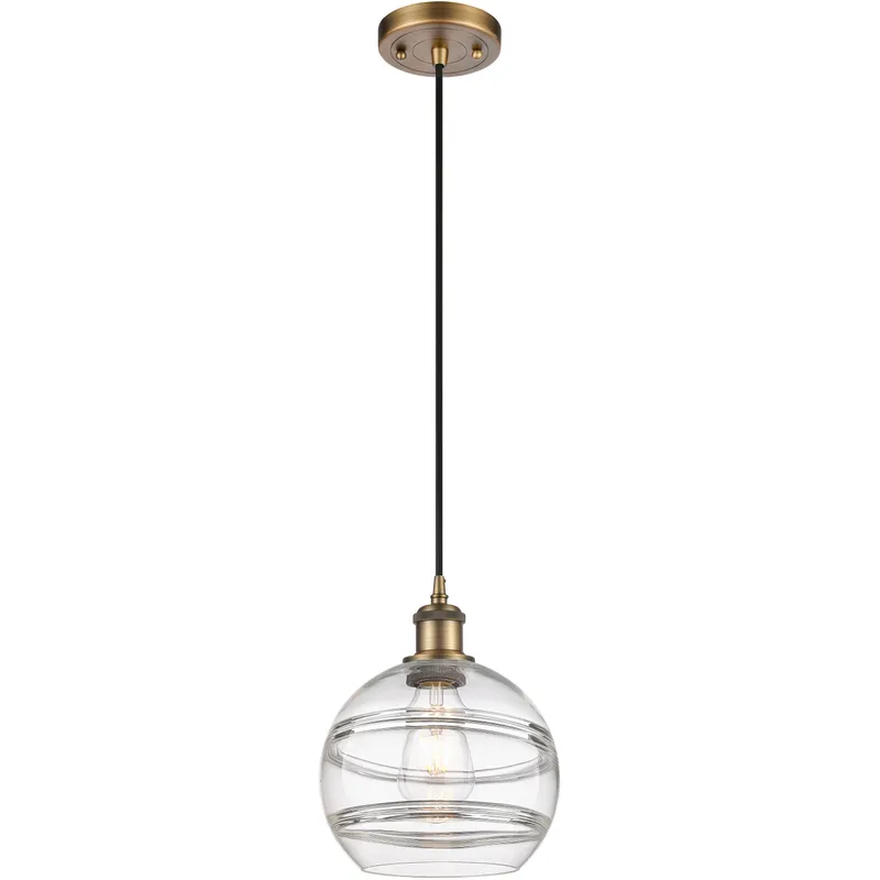 Ballston Rochester 1 Light 8 inch Brushed Brass Cord Hung Mini Pendant Ceiling Light