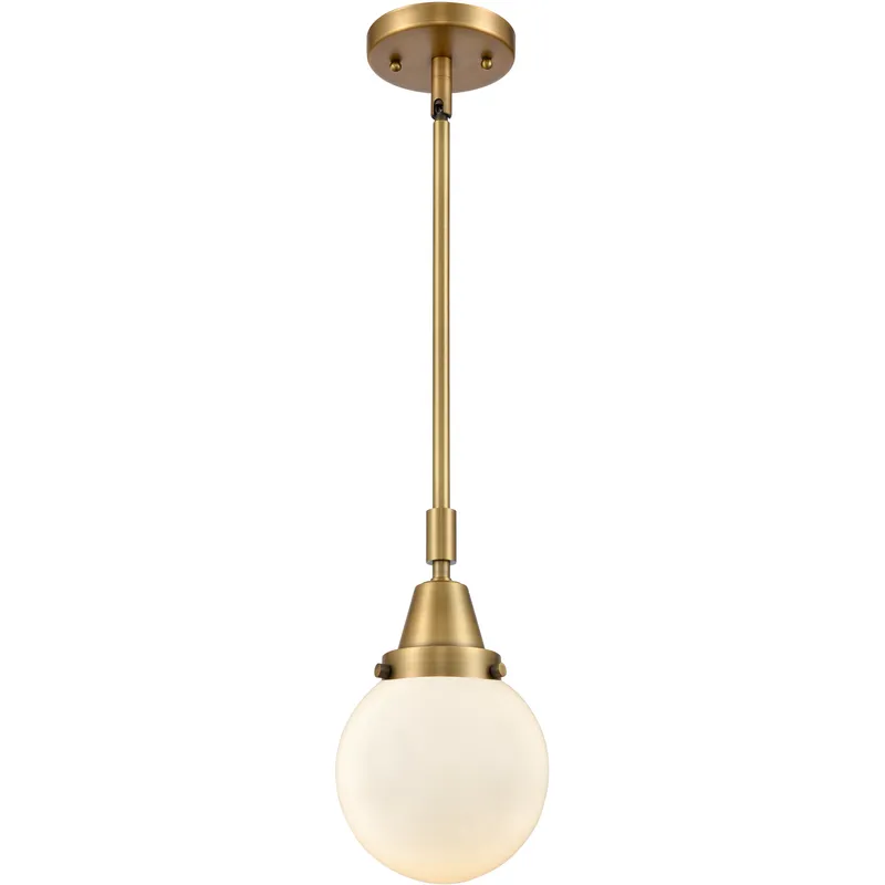 Beacon 1 Light 6 inch Brushed Brass Mini Pendant Ceiling Light in Matte White Glass