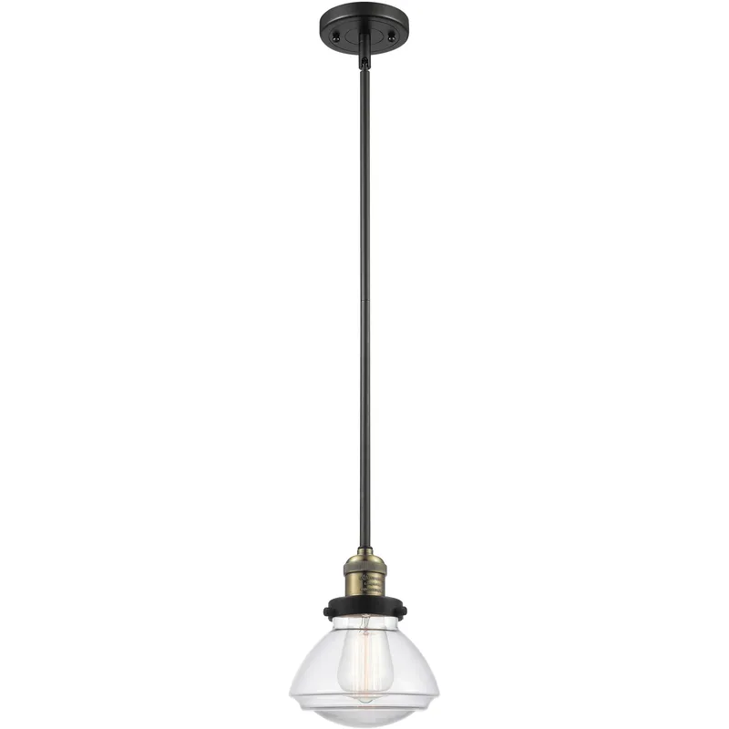 Franklin Restoration Olean 1 Light 6.75 inch Black Antique Brass Mini Pendant Ceiling Light in Incandescent, Clear, Franklin Restoration