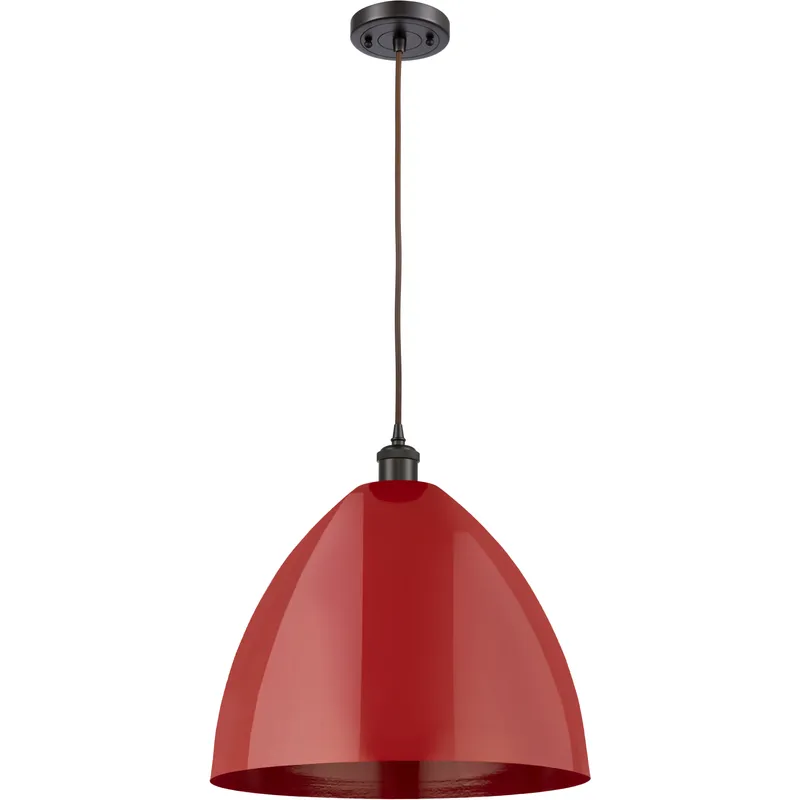 Ballston Plymouth Dome LED 16 inch Oil Rubbed Bronze Mini Pendant Ceiling Light in Black Textured, Matte Red